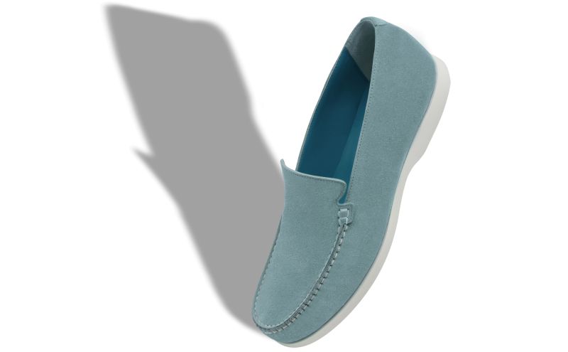 Monaco, Light Blue Suede Loafers - US$745.00