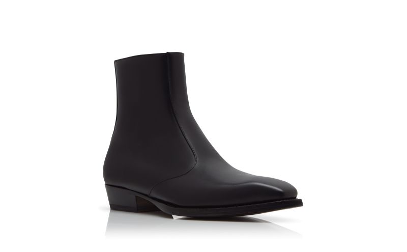 Sloane, Black Calf Leather Square Toe Boots - AU$1,675.00