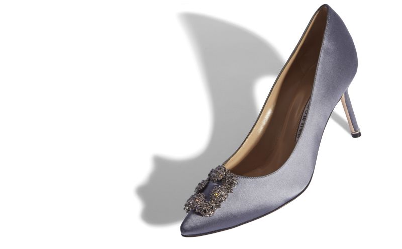 Hangisi 70, Grey Satin Jewel Buckle Pumps - £945.00