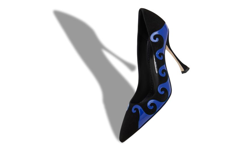 Kasai, Black and Blue Suede Swirl Detail Pumps - £795.00