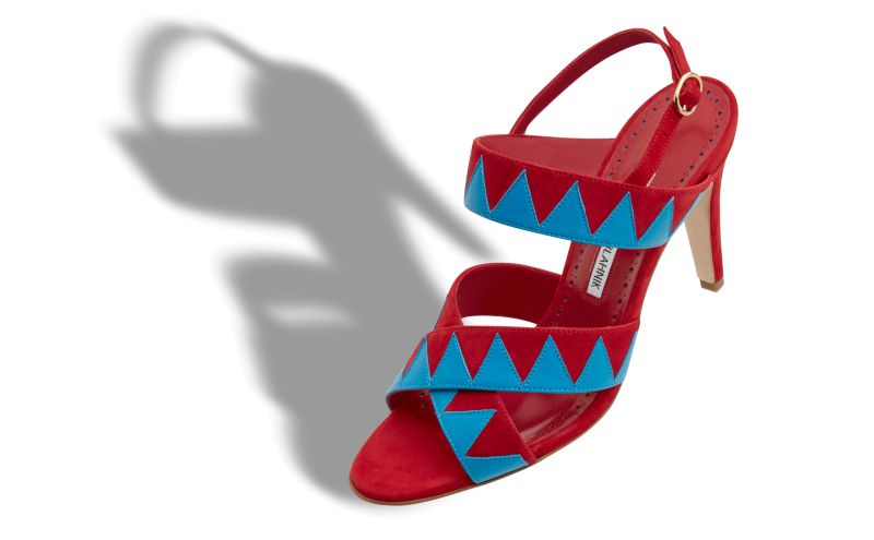 Capuci, Red and Blue Suede Zig Zag Sandals  - US$925.00