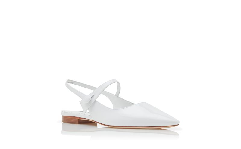 Didionflat, White Patent Leather Slingback Flat Pumps  - US$875.00