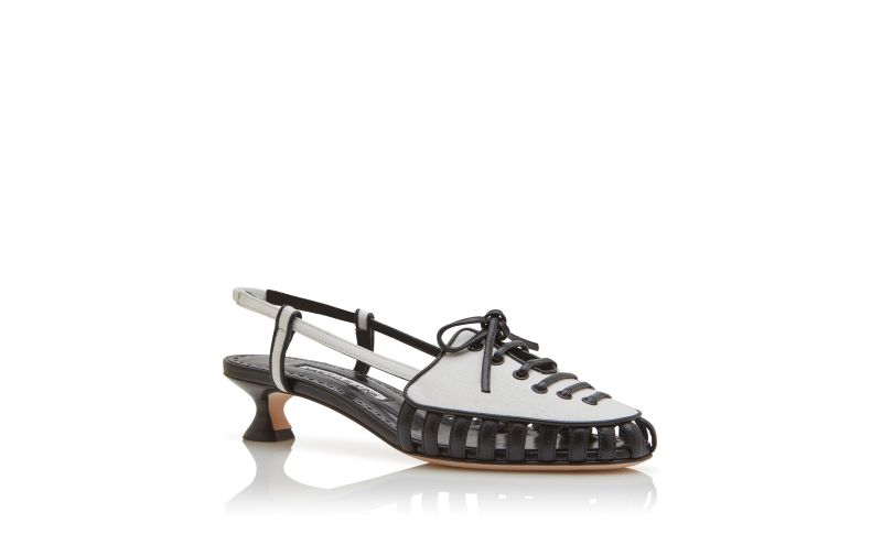 Egabya, White and Black Nappa Leather Slingback Pumps - £488.00