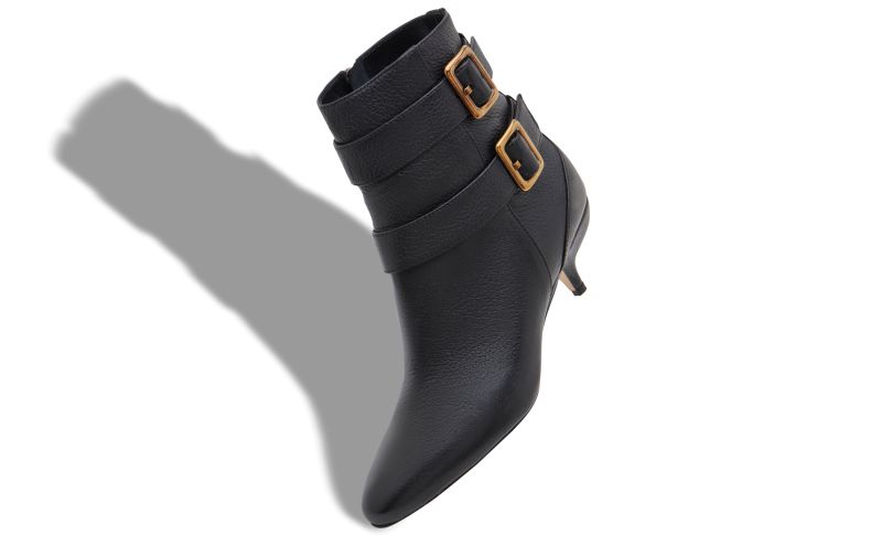 Alciona, Black Calf Leather Buckle Detail Ankle Boots - CA$1,655.00