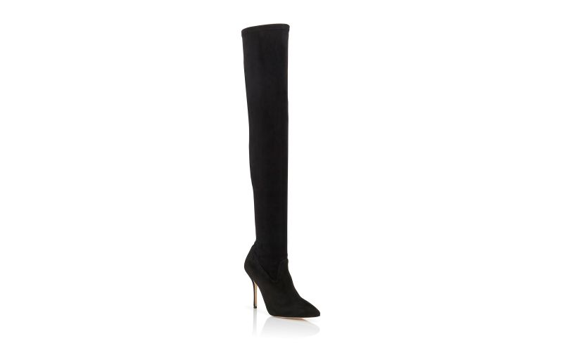 Pascalarehi , Black Suede Fitted Thigh High Boots - CA$2,335.00