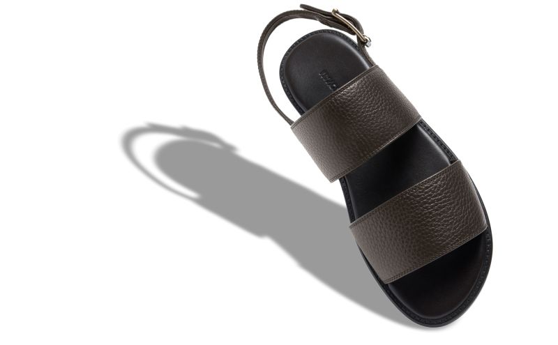 Designer Dark Brown Calf Leather Flat Sandals