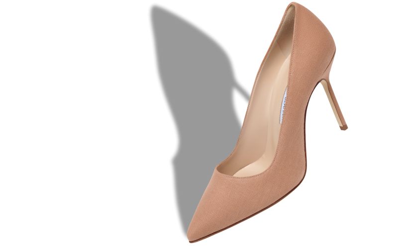 Bb, Brown Linen Pointed Toe Pumps - US$477.00