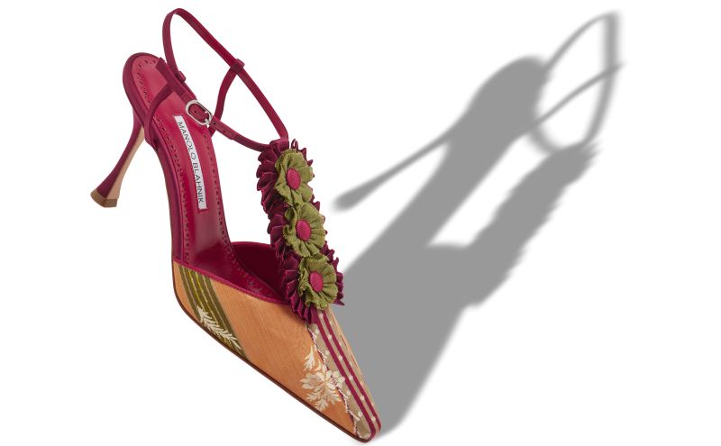 Hebes, Red Silk Rosettes Detail T-Bar Pumps - €1,450.00 
