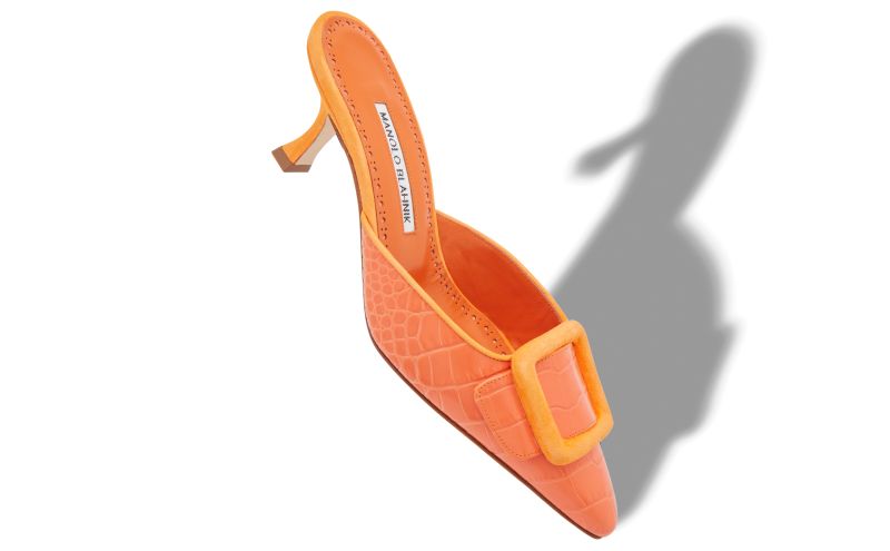 Maysalebi, Orange Calf Leather Buckle Detail Mules - AU$1,375.00 