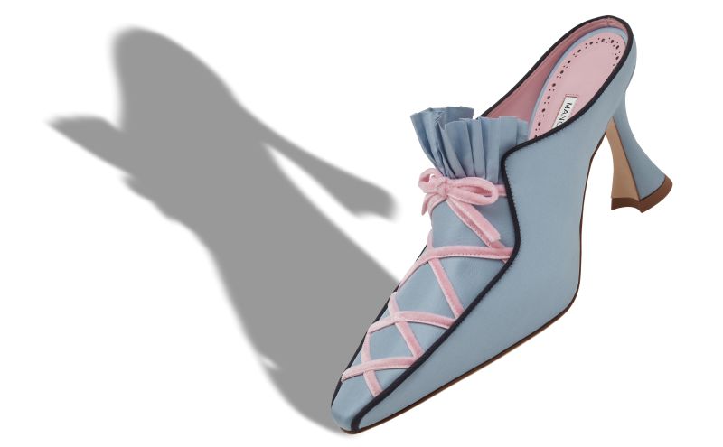 Pleneuf, Blue Silk Criss-Cross Detail Mules - €1,095.00