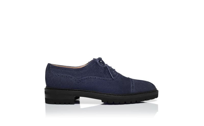 Side view of Norton, Navy Calf Suede Lace-Up Shoes - US$448.00