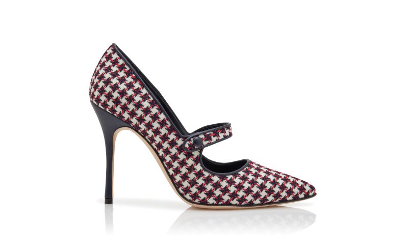 Side view of Camparinew, Black Wool Dogtooth Mary Jane Pumps - CA$1,295.00