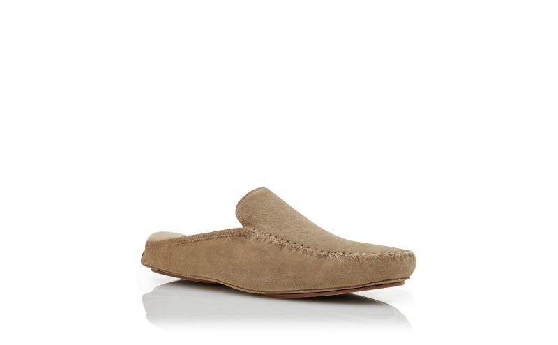 Designer Dark Beige Suede Slippers