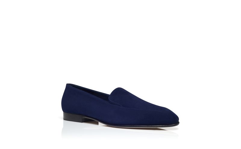 Pitaka, Navy Blue Suede Loafers - US$825.00