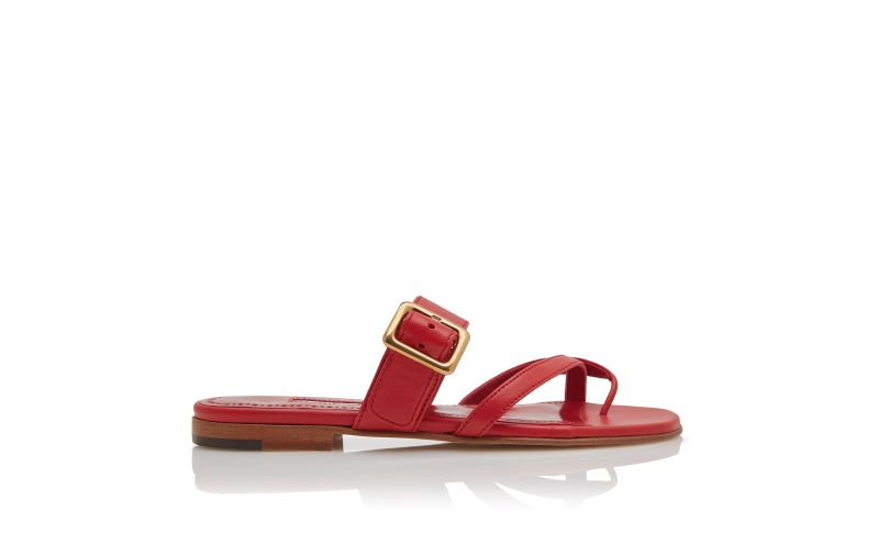 Side view of Thalusa, Red Nappa Leather Flat Sandals - US$438.00