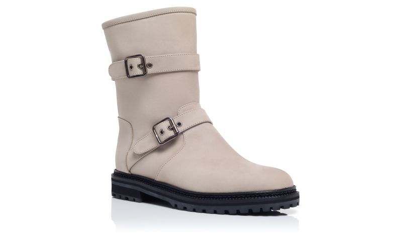 Sulaltrosa, Grey Nubuck Dual Buckle Ankle Boots  - US$1,495.00