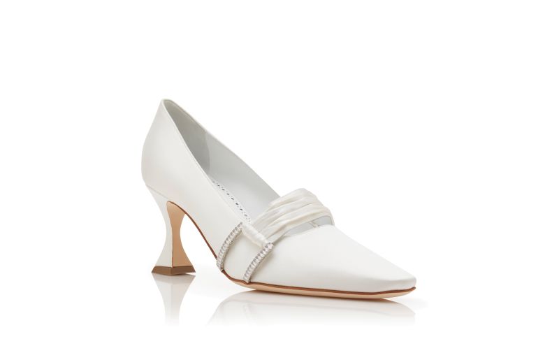 Fetis, White Satin Gathered Detail Pumps - £945.00