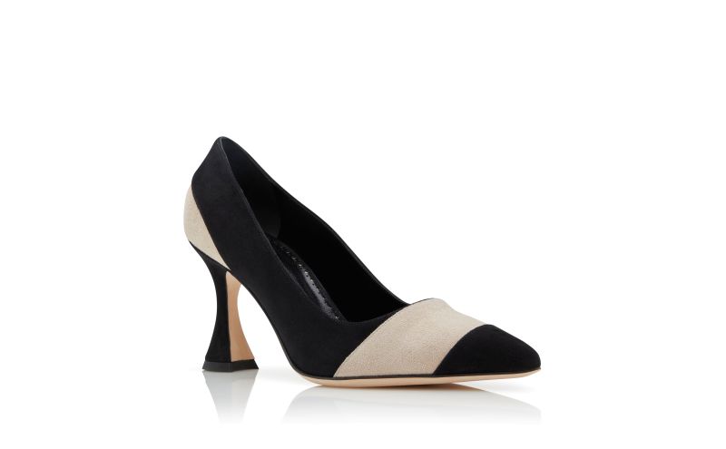 Chalabiya, Black and Beige Suede Pointed Toe Pumps - AU$693.00