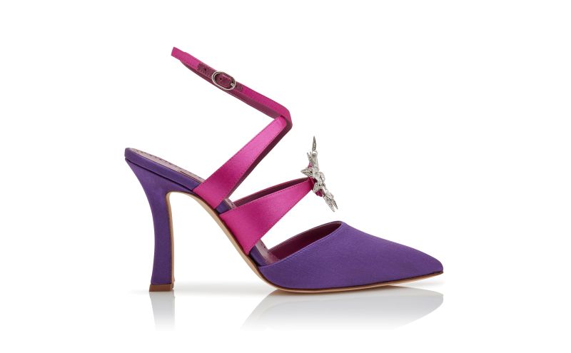 Side view of Marduk, Purple Satin Embellished Pumps - €1,125.00