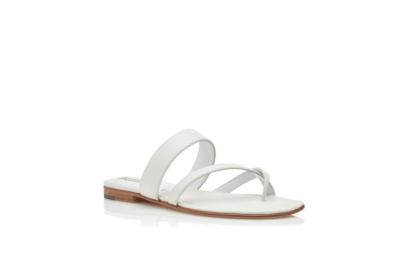 Susa, White Calf Leather Flat Sandals - AU$1,255.00