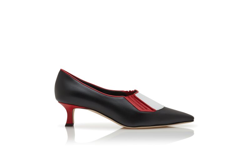 Side view of Diodoros, Black, Red and White Calf Leather Shoe Booties - €935.00