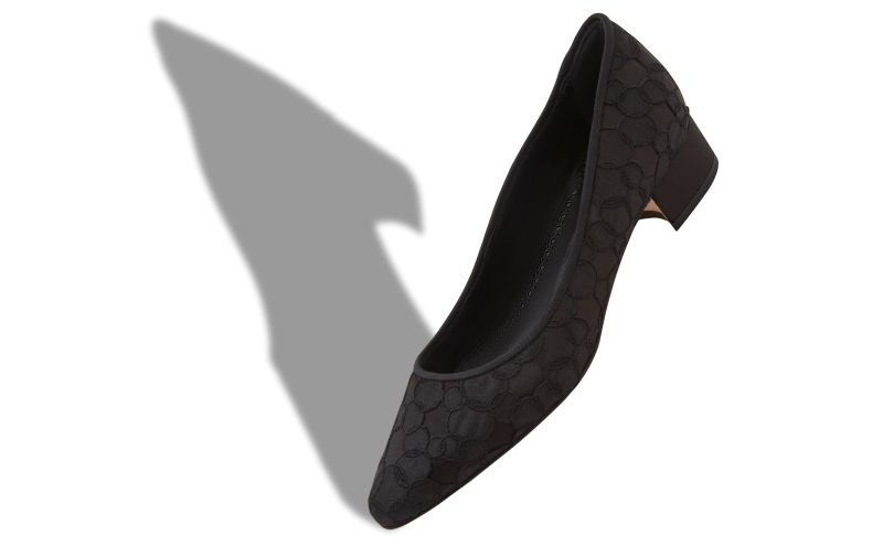 Listapi, Black Satin Lace Embroidered Pumps - €975.00