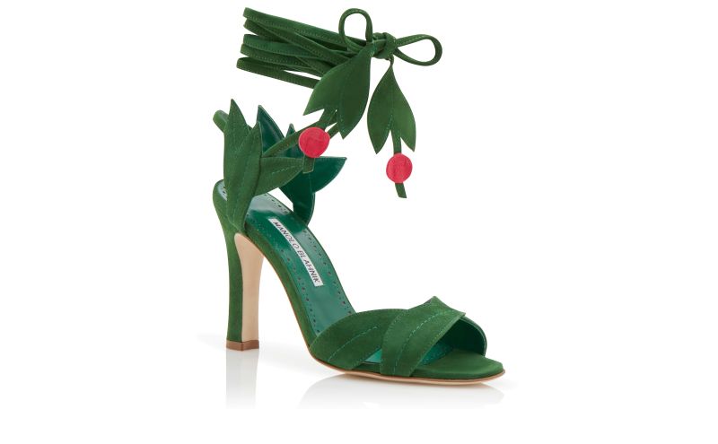 Ossie 23, Green Suede Lace-Up Sandals - £895.00
