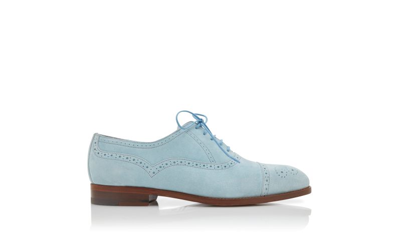 Side view of Witney, Light Blue Suede Lace Up Oxfords - €795.00