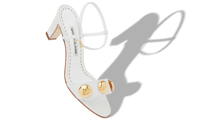 Chaouhenhi, Cream Calf Leather Ankle Strap Sandals - US$537.00 