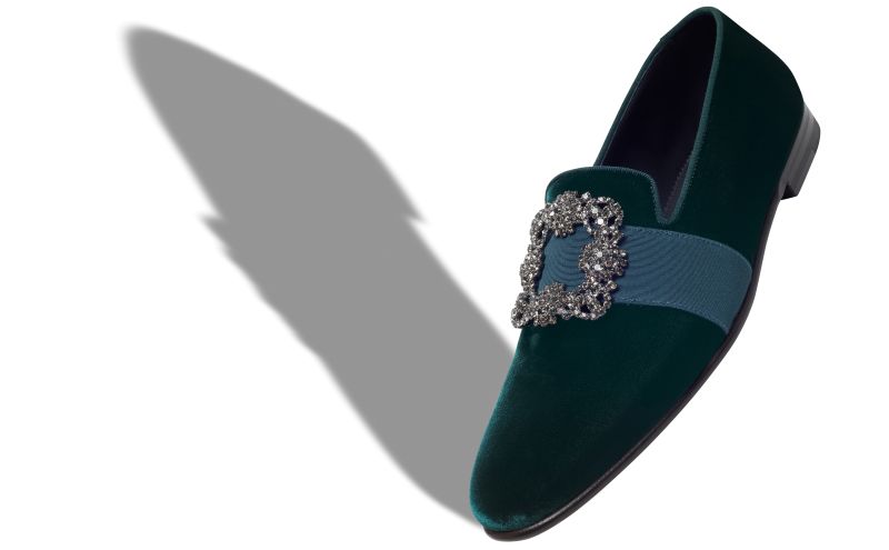 Carlton, Green Velvet Jewel Buckle Loafers - AU$2,195.00