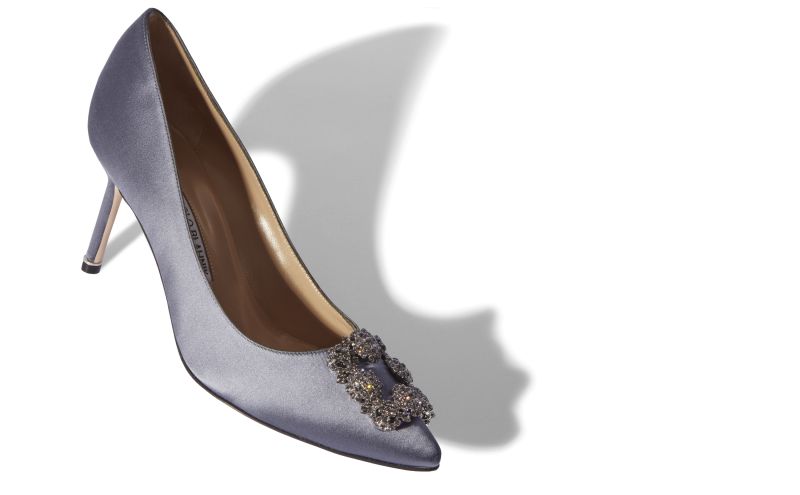 Hangisi 70, Grey Satin Jewel Buckle Pumps - €1,075.00 