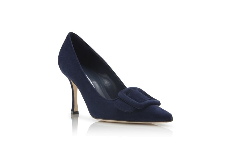 Maysalepump 90, Navy Blue Suede Buckle Detail Pumps - £645.00