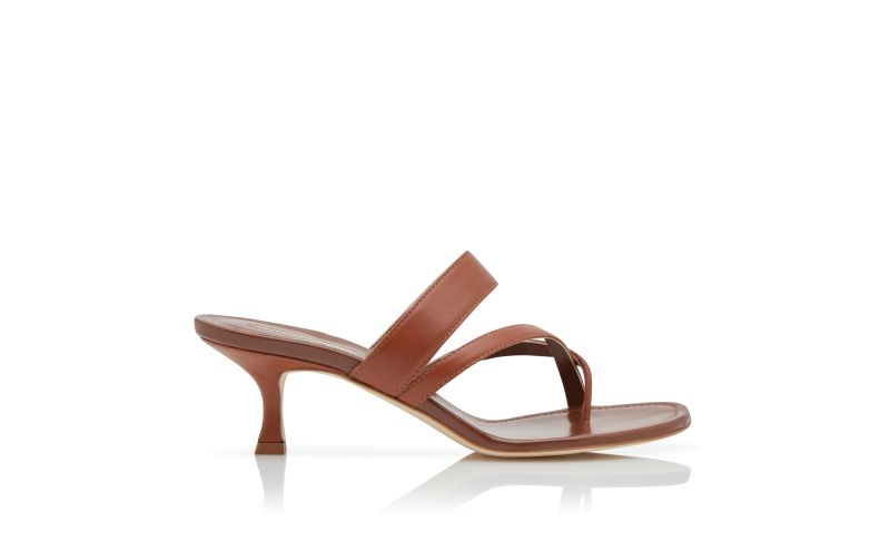 Side view of Susa, Brown Nappa Leather Mules - US$845.00