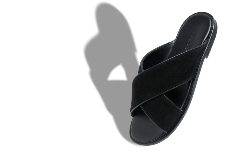Designer Black Calf Suede Sandals