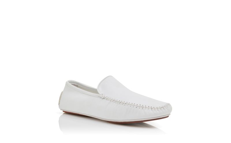 Designer White Nappa Leather Driving Shoes