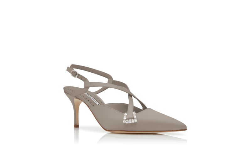 Ramiz, Grey Satin Slingback Pumps - US$747.00