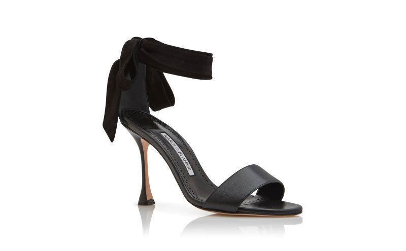 Chastana, Black Nappa Leather Bow Detail Sandals - US$473.00