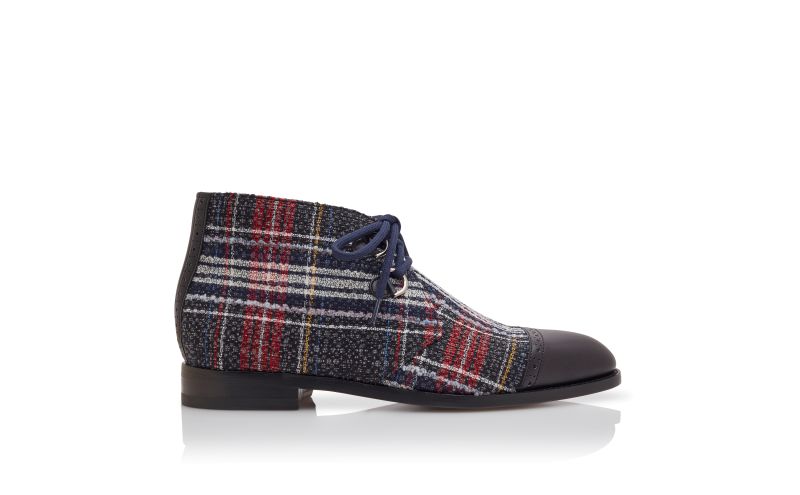 Side view of Polar, Black, White and Red Tartan Ankle Boots - CA$673.00