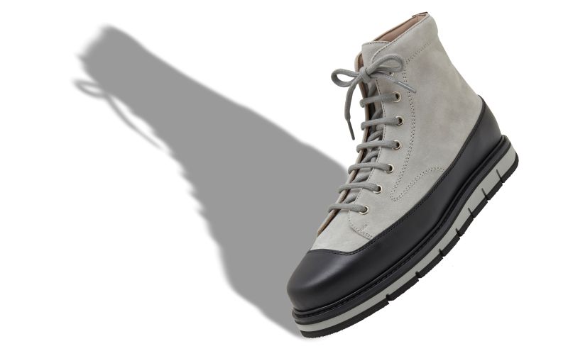 Olympohi, Grey and Black Calf Suede Ankle Boots - €1,095.00