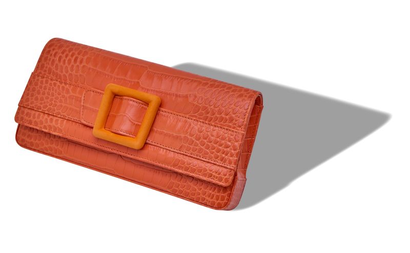 Maygot, Orange Calf Leather Buckle Clutch - €1,595.00 