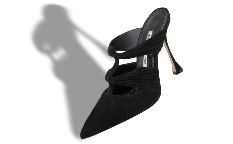 Kerua, Black Suede Ruched Detail Mules  - CA$1,295.00