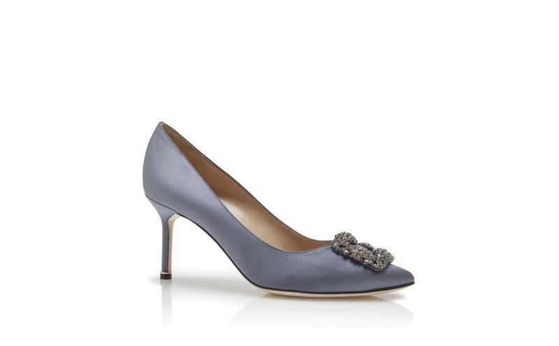 Hangisi 70, Blue Satin Jewel Buckle Pumps - €1,145.00