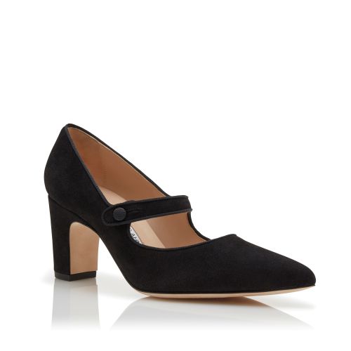 Black Suede Mary Jane Pumps