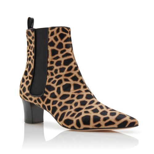 Brown and Black Calf Hair Animal Print Boots