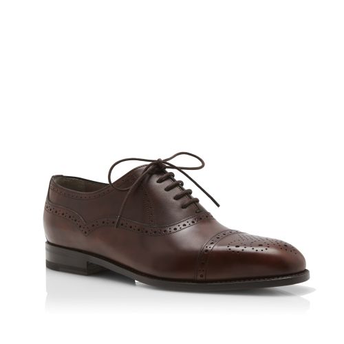 Brown Calf Leather Cap Toe Oxfords