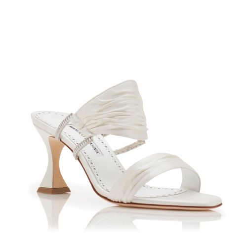 Cream Satin Gathered Mules