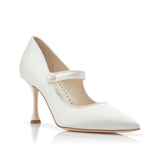 Cream Satin Pointed Toe Pumps