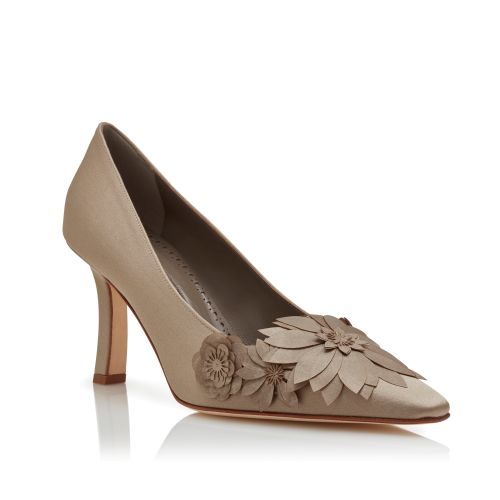 Dark Grey Crepe Satin Pumps 