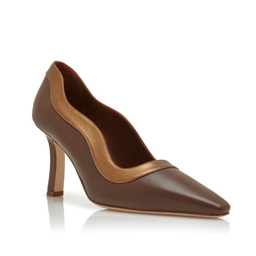 Brown and Bronze Nappa Leather Pumps