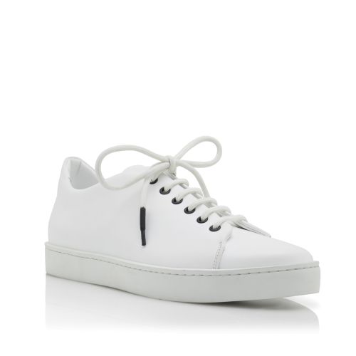 White Calf Leather Low Cut Sneakers
